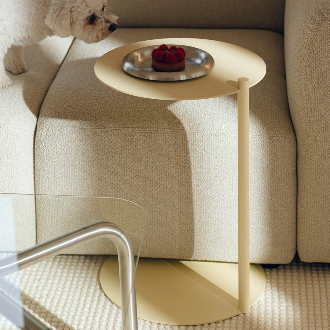 Couchtisch - Buttergelb - Runder Wohnzimmertisch aus Stahl - Dekorativer Minimalistischer Tisch für Zuhause - Modernes Design & Hochwertige 