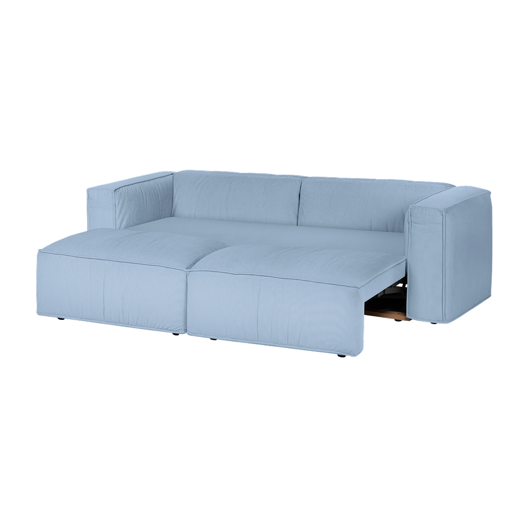 Lobi Sofa 3-Sitzer schlafsofa - Sturmblau Cord - platzsparendes Schlafsofa für kleine Wohnungen - noo.ma