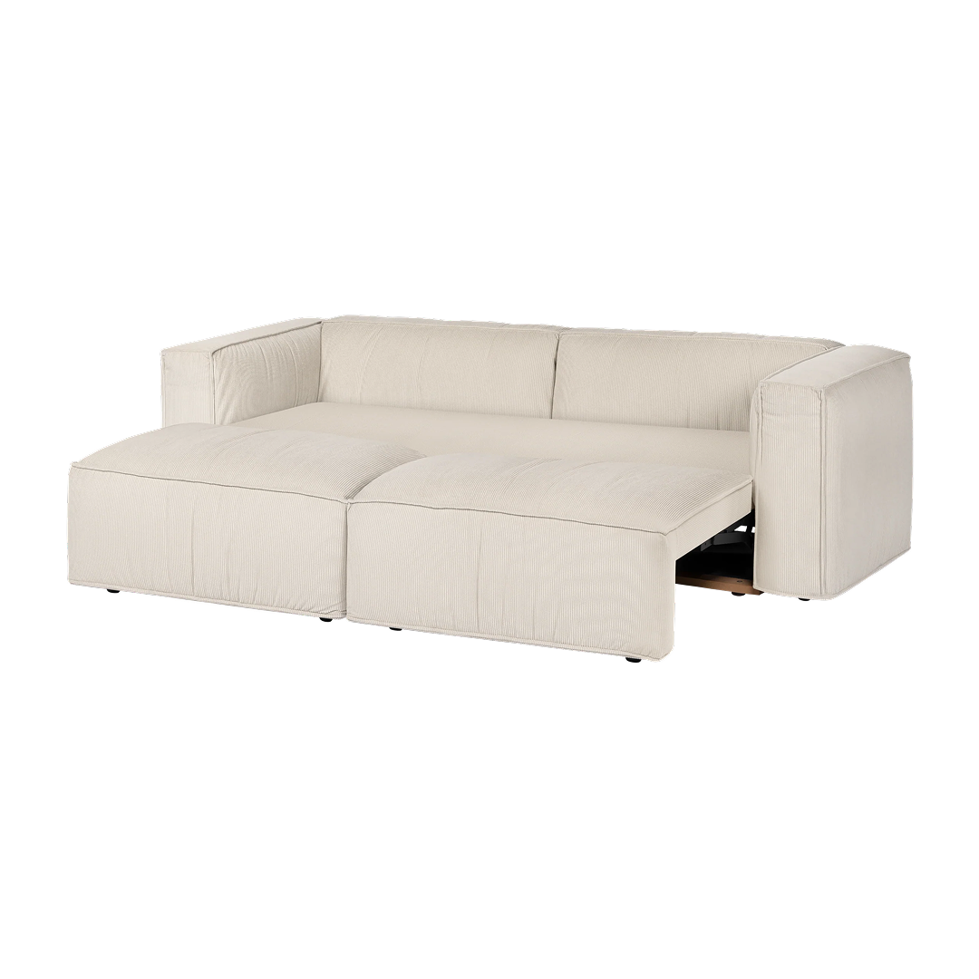 Schlafsofa Lobi Sofa 3-Sitzer - Beige Kord - Schlafsofa mit Schlaffunktion fürs Wohnzimmer - noo.ma