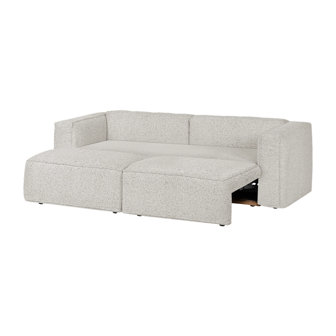 Lobi Sofa 3-Sitzer schlafsofa - Lehmgrau Melange - Design-Schlafsofa mit Schlaffunktion - noo.ma
