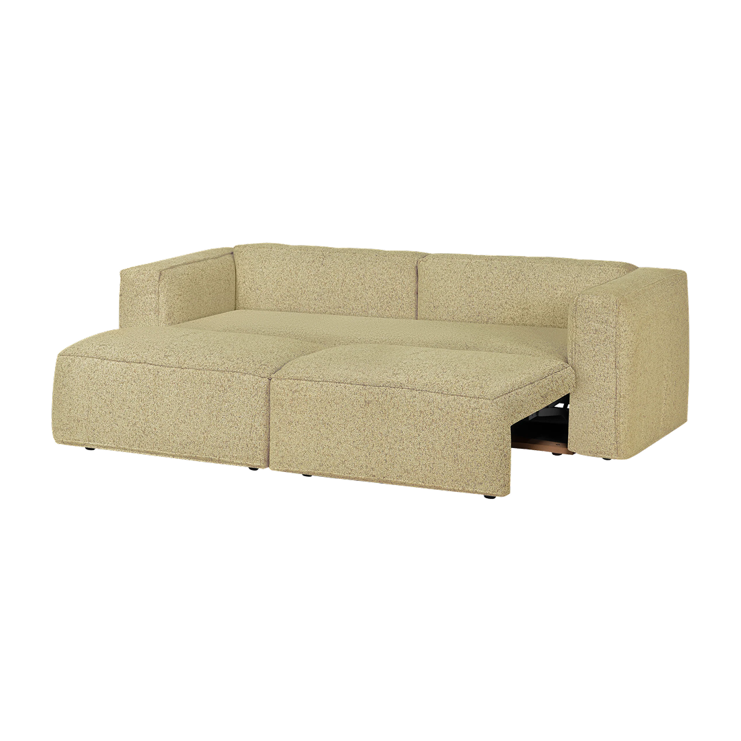 Lobi Sofa 3-Sitzer schlafsofa - Hellgelb Melange - elegantes Schlafsofa fürs Wohnzimmer - noo.ma