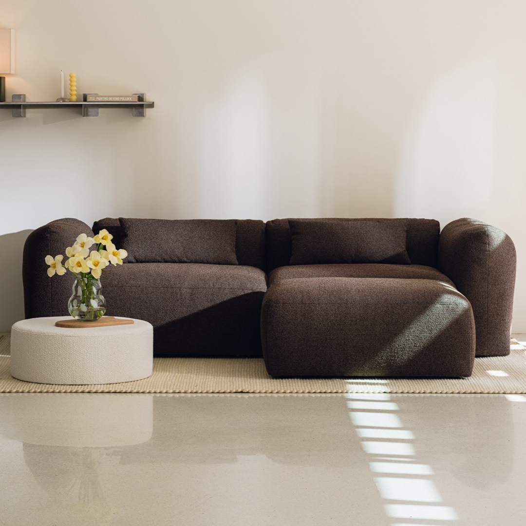 Yaro Sofa 3-Sitzer - braun - modernes Ecksofa - noo.ma