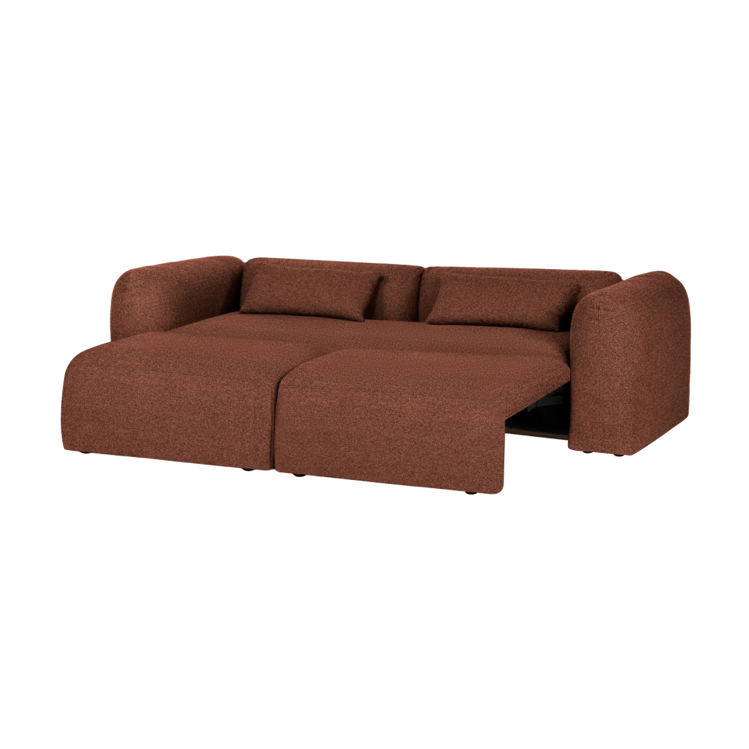 Yaro Sofa 3-Sitzer schlafsofa - Ziegelrot Bouclé - platzsparendes Schlafsofa für kleine Wohnungen - noo.ma