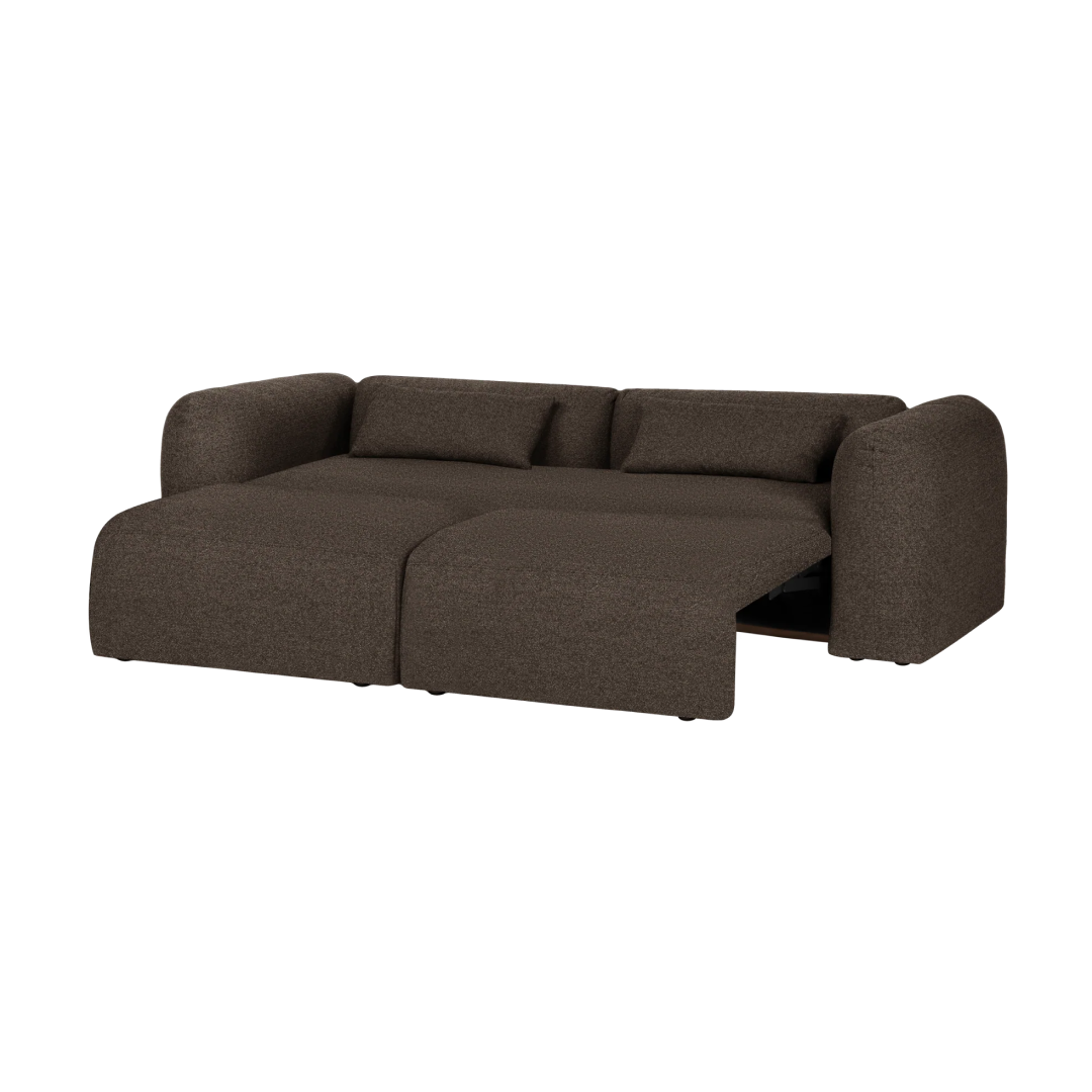 Yaro Sofa 3-Sitzer schlafsofa - Schokobraun Boucle - Schlafsofa mit Schlaffunktion fürs Wohnzimmer - noo.ma