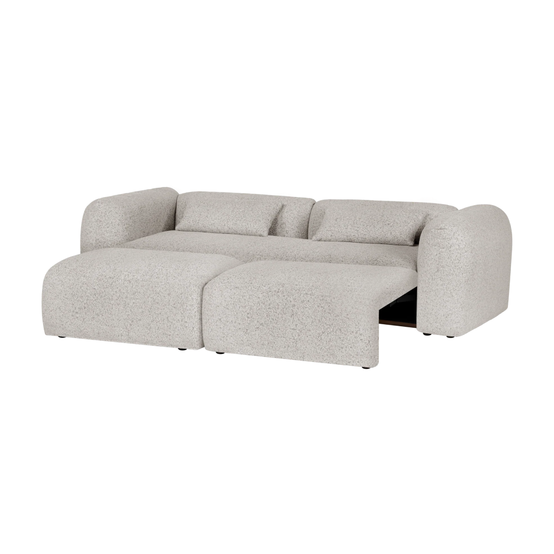 Yaro Sofa 3-Sitzer schlafsofa - Lehmgrau Melange - Design-Schlafsofa mit Schlaffunktion - noo.ma
