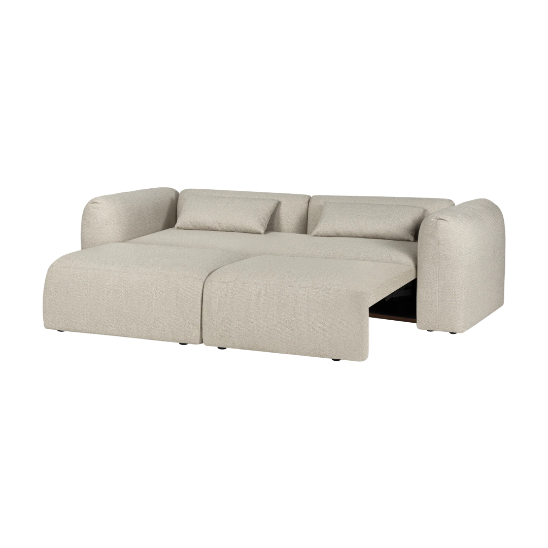 Yaro Sofa 3-Sitzer schlafsofa - Wüstenbeige Boucle - modernes Schlafsofa mit Schlaffunktion - noo.ma
