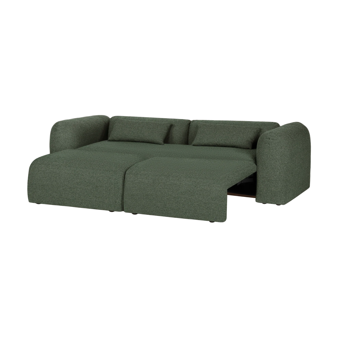 Yaro Sofa 3-Sitzer schlafsofa - Grün Bouclé - elegantes Schlafsofa fürs Wohnzimmer - noo.ma